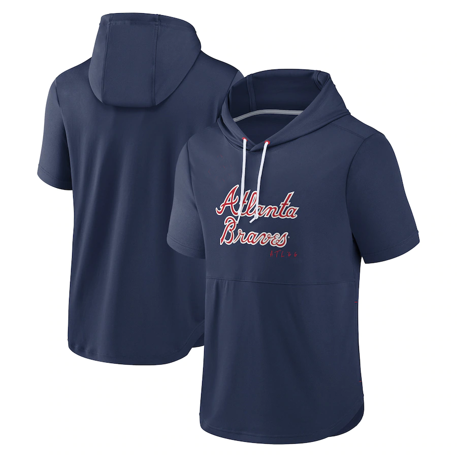 Men's Atlanta Braves Navy Sideline Training Hooded Performance T-Shirt